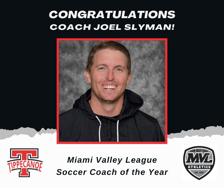 👏🏻⚽Congratulations to Tippecanoe High School boys soccer coach Joel Slyman for being named MVL Coach of the Year!⭐⭐⭐#WEareTIPP