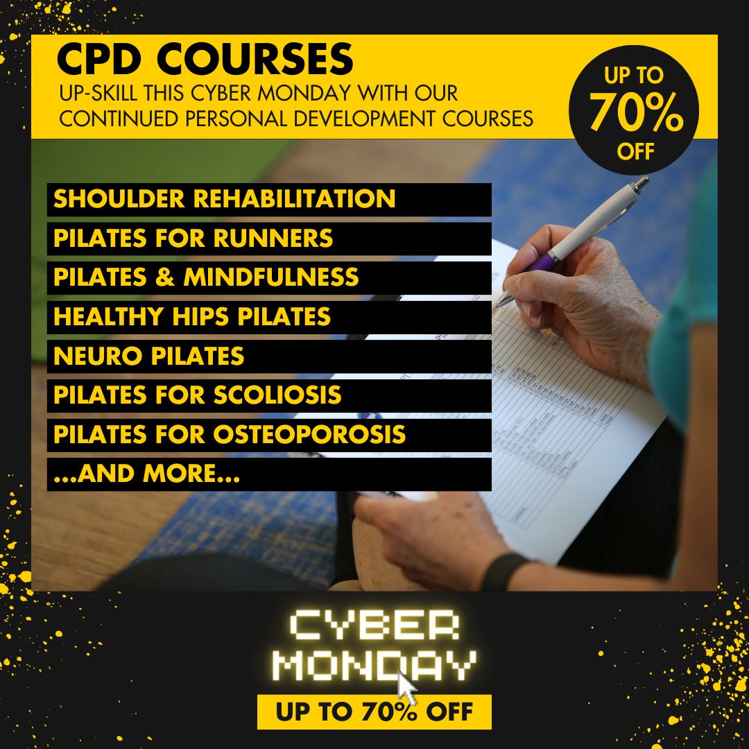 👾 UP SKILL THIS CYBER MONDAY 👾 Keep your Pilates teaching skills sharp by securing a CPD course. Up to 70% off. Learn more: l8r.it/Zq0g