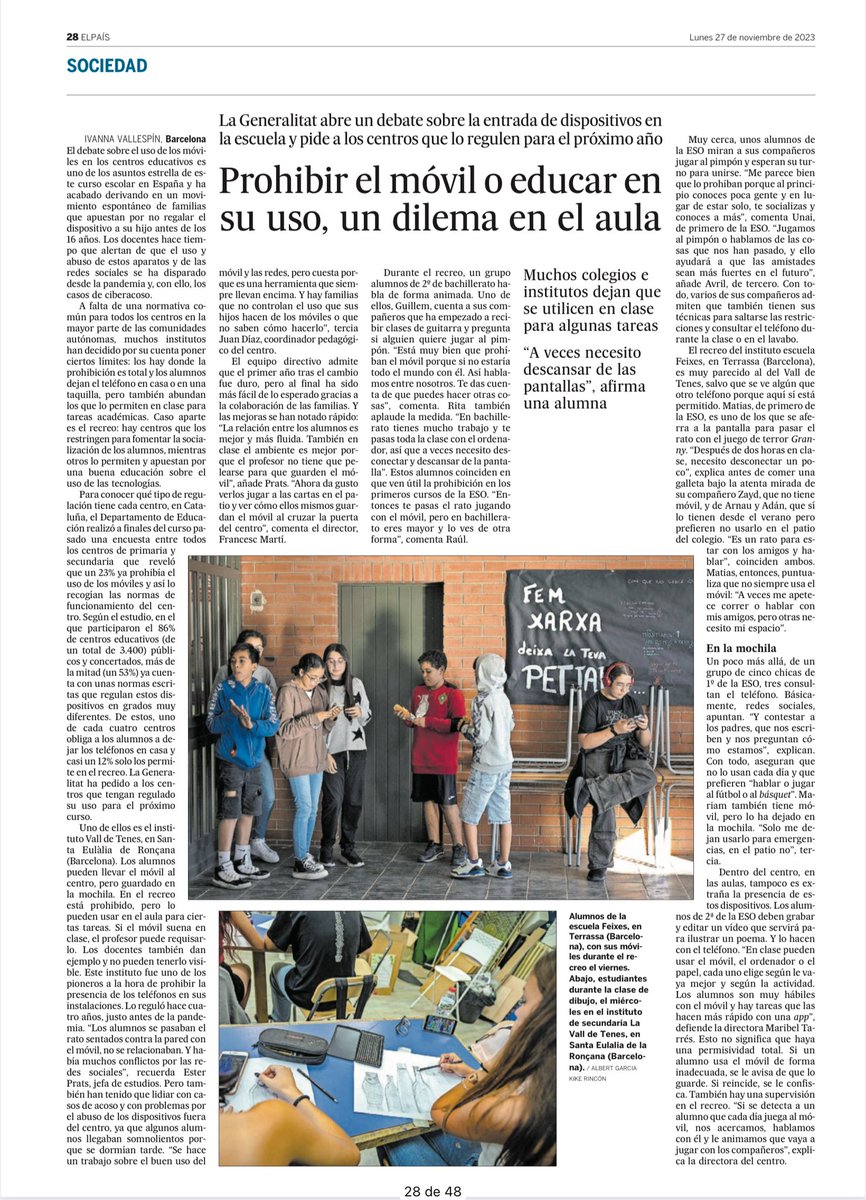 Sergio_Mira's tweet photo. En clase ya se educa en el uso de las nuevas tecnologías. Así que el «dilema», si existiera tal cosa, hay que trasladarlo al lugar donde se regalan smartphones a los 10 años, donde se les calla delante de una pantalla a los 2, donde no se duerme a los 15 mirando TikTok: la casa. https://t.co/dyuIBt2CJv