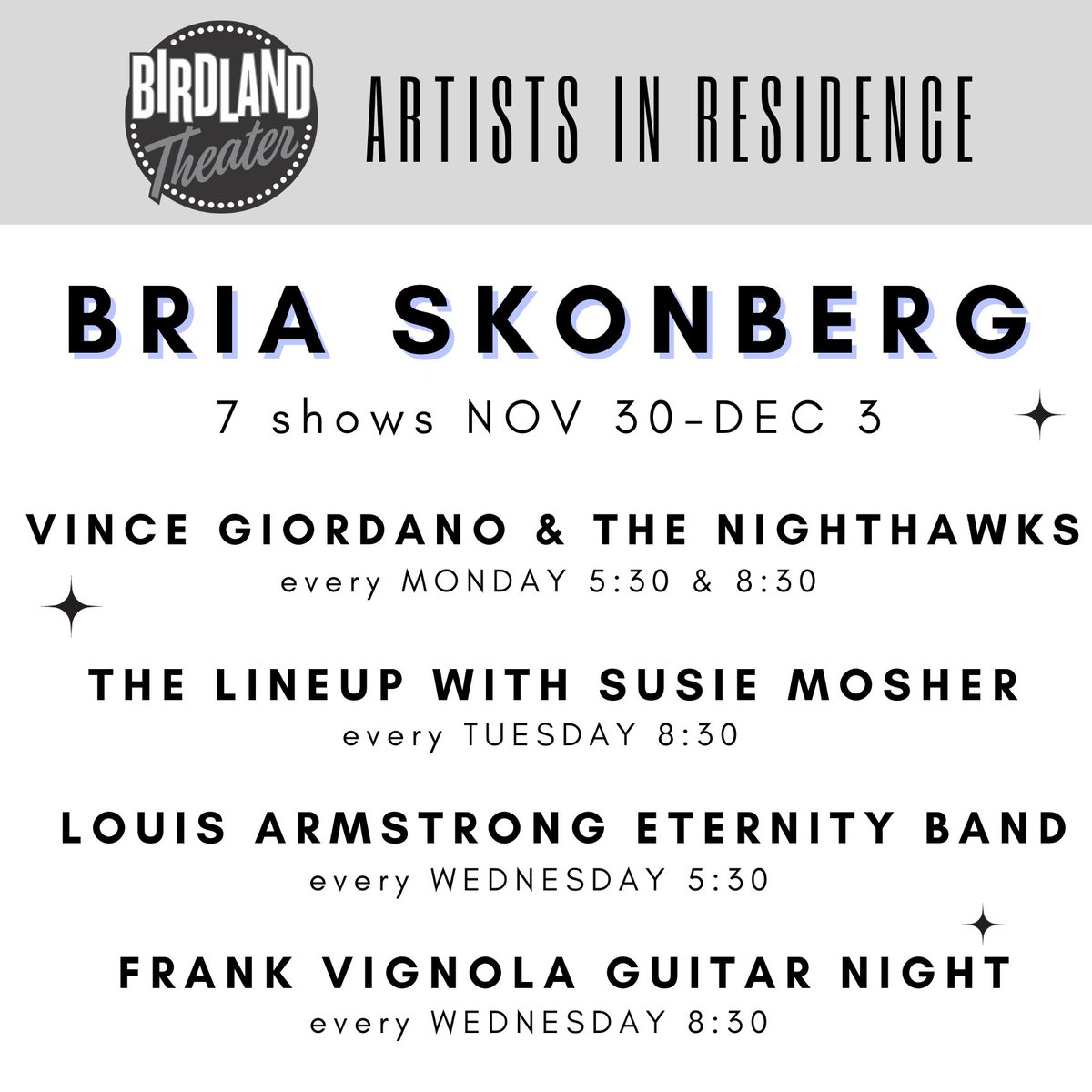 What a lineup! We're getting really excited about the holidays heading into December this week and hope to see you here soon!