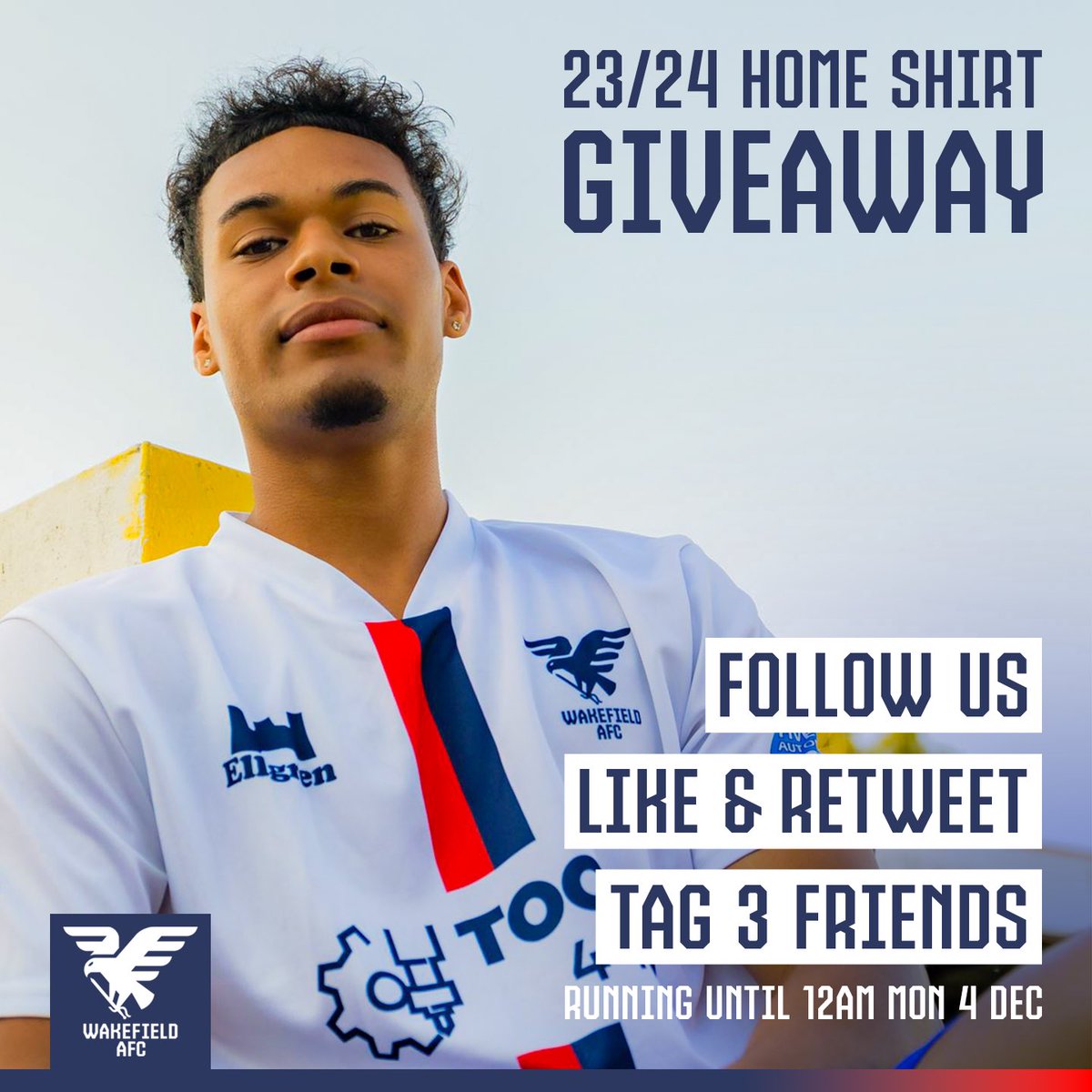 🎁 | It’s giveaway time! We’re giving one lucky follower the chance to win our beautiful 2023/24 home shirt! To enter simply: • Follow us here at @Wakefield_AFC • Like & RT this post • Tag 3 friends in the comments Entrants must do all three steps. Let’s go Falcons! 🦅