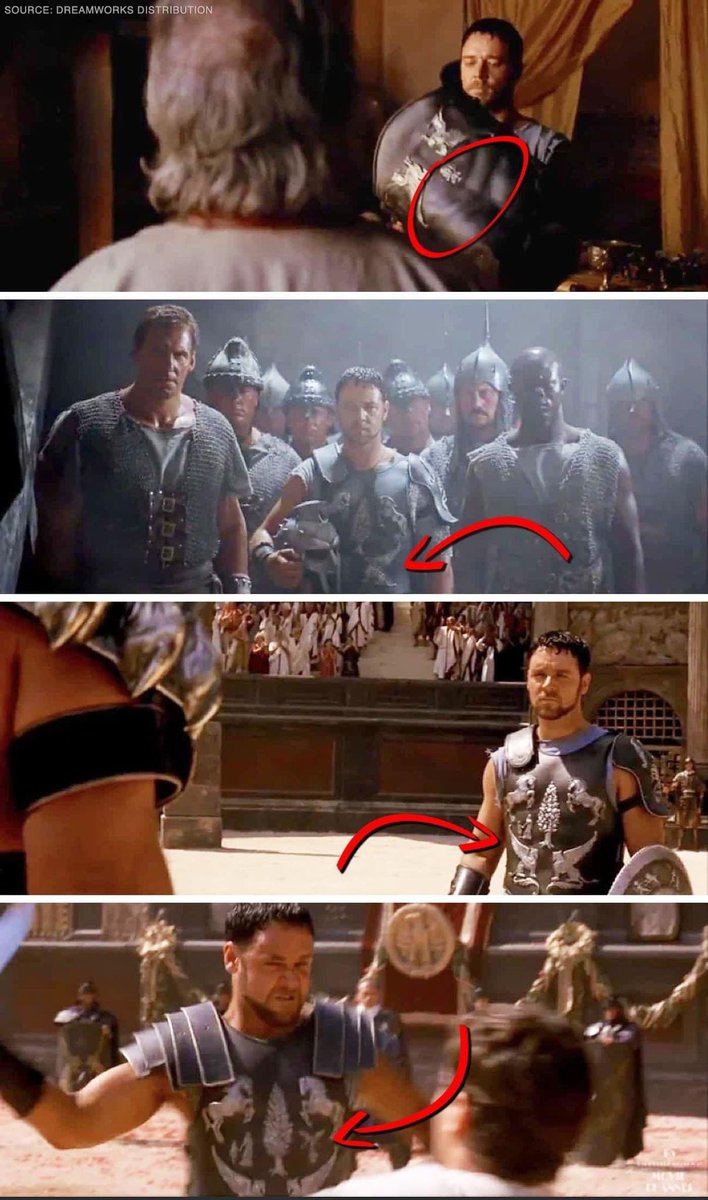 Roybattyforever's tweet photo. En “Gladiator”, la armadura de Máximo Décimo Meridio aparece más detallada con cada victoria en la Arena 😱 https://t.co/zB8dVoY5zO
