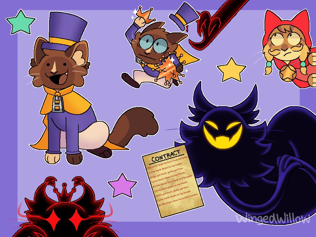 WingedWiIIow's tweet photo. A cat in time 🐈‍⬛🎩 ? 

 #AHatInTime #hatkid #ahatintimefanart #ahatintimeart #ahit https://t.co/DsmwNjvBUN