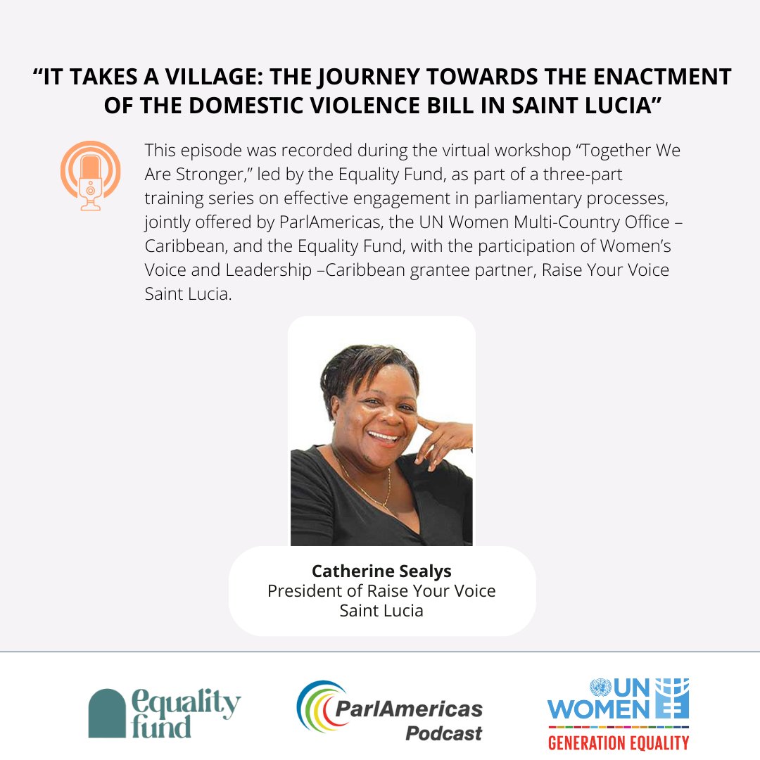 🎧New podcast episode! Give it a listen as part of the commemoration of #16days of activism to #EndVAWG ➡️bit.ly/3QW9rQr In it, Ms. Catherine Sealys of @ourvoiceslu talks about the advocacy carried out for the domestic violence bill in Saint Lucia 🇱🇨.
