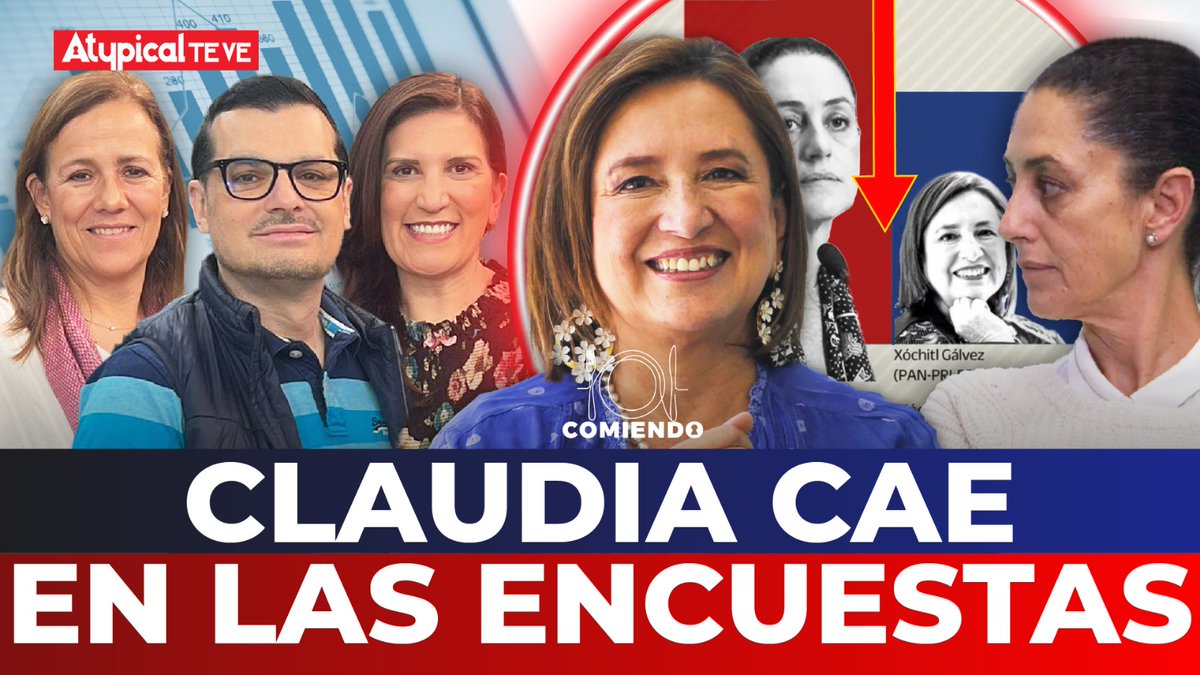 AtypicalTeve's tweet photo. #AHORA @Mzavalagc, @JTrianaT y @kenialopezr están en vivo en Comiendo para analizar las últimas encuestas que pronostican la caída de @Claudiashein. 

➡️ https://t.co/TalNRvudjG