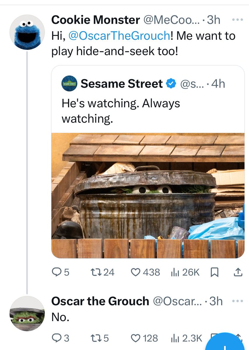 obi_mon's tweet photo. I admire @OscarTheGrouch for being able to set boundaries even with his friends. You too can be like Oscar. https://t.co/oySPpMwWS3