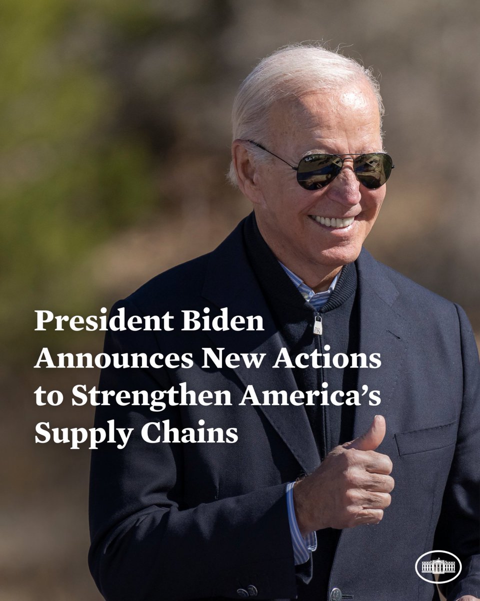 News: Today, President Biden announced 30 new actions to strengthen supply chains. These actions will help Americans get the goods they need when they need them at lower costs.