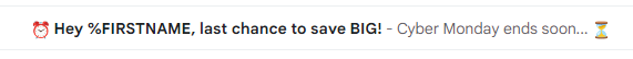 toddrohs's tweet photo. I do love the CyberMonday Marketing Fails. Calling me "FirstName" is so intimate. https://t.co/b0lOBCpqjr