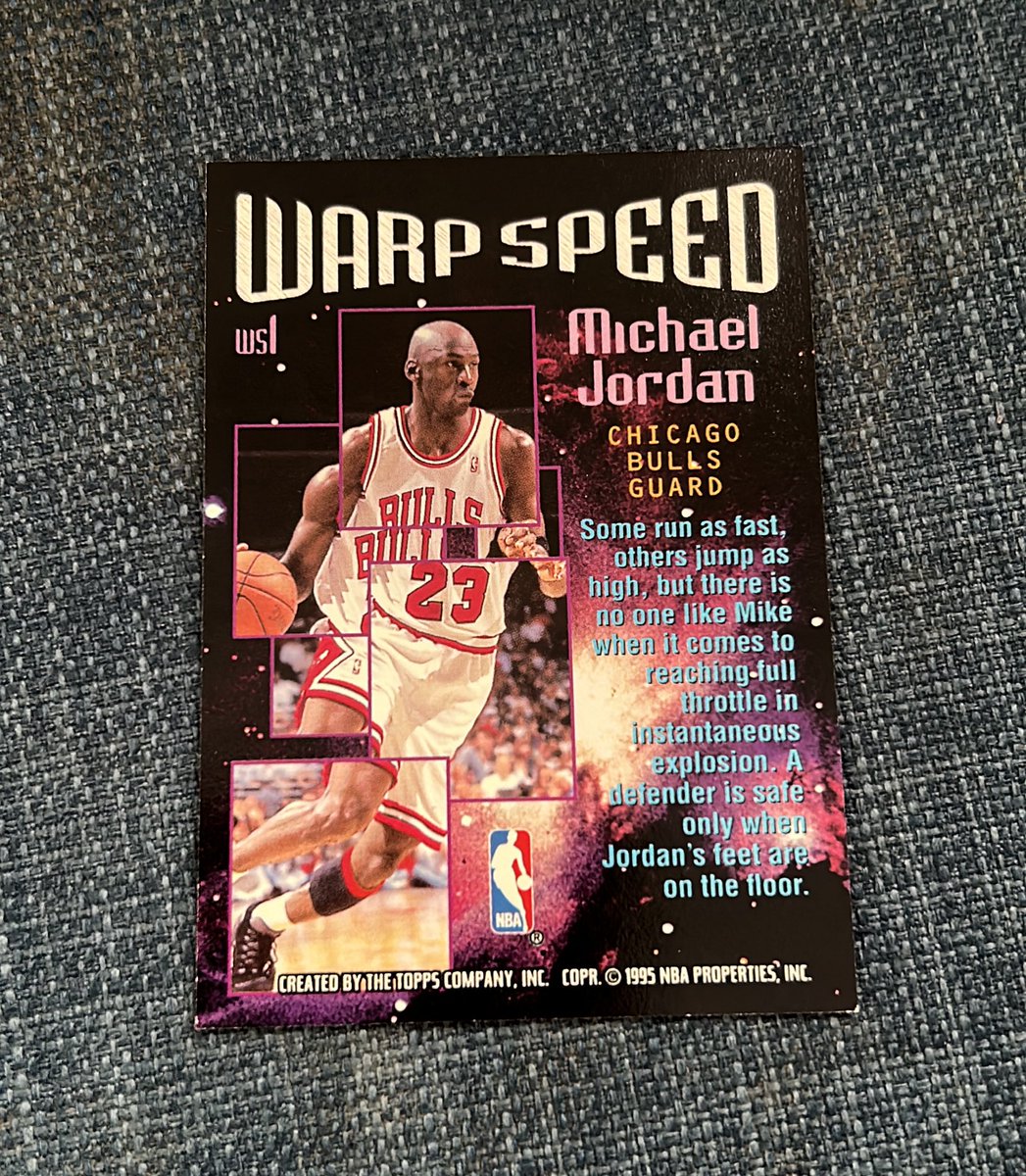 808KJY's tweet photo. Jordan is my GOAT of basketball. And this has to be one of my favorite cards of him. 1995 Topps Stadium Club Michael Jordan Warp Speed is a beauty. Havenโt bought a card of his in a while but still like to look at the ones I already own.
#thehobby #whodoyoucollect #jordancards https://t.co/MCvc1ow67I
