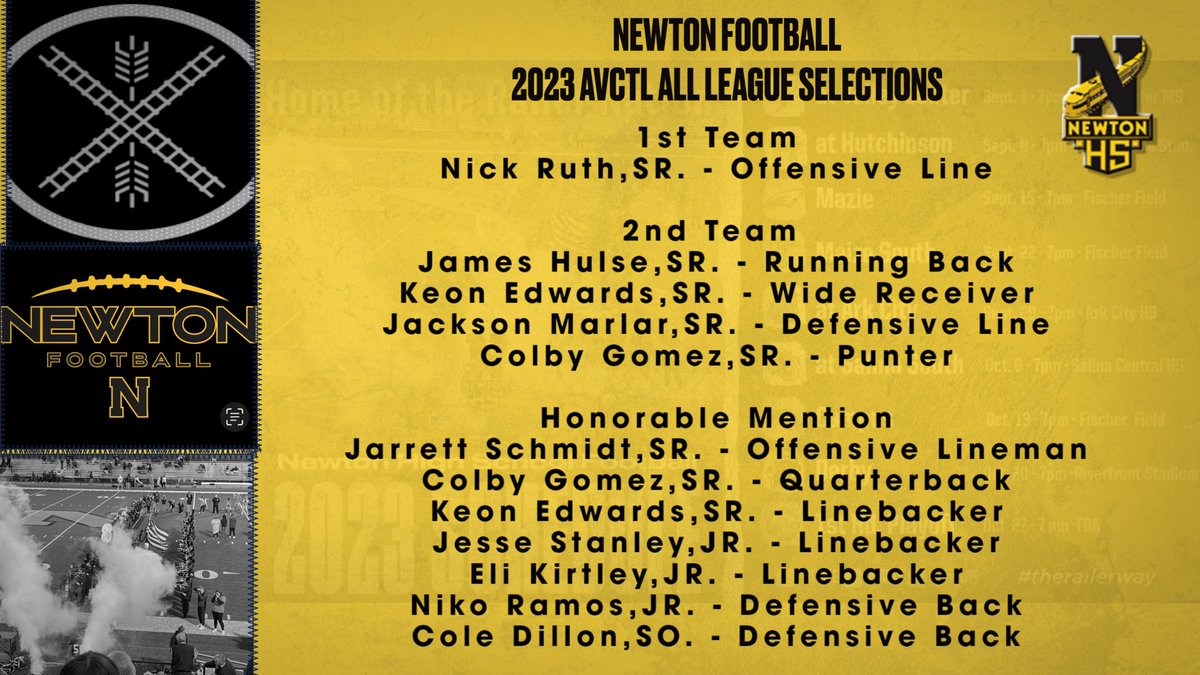 Congratulations to the 2023 Newton football players that received AVCTL Div. 1 all league honors! <a href="/NewtonHSKS/">Newton High School</a> <a href="/RailerBoosters/">Newton Railers Booster Club</a> <a href="/GoRailers/">Newton Athletics</a> <a href="/CarlyStavola/">Carly Stavola</a> <a href="/ironhammer/">Tad Remsberg</a> <a href="/coachboez/">BOEZ</a>