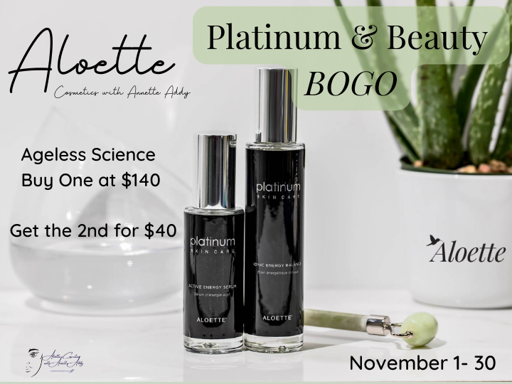 annette_addy's tweet photo. #Aloette Platinum &amp; Beauty BOGO continues all November!  Ends Nov 30  Shop BOGO at https://t.co/mVINvOjNDB  #aloette #aloetteinfluencer #CleanBeauty #AloetteBOGO https://t.co/ZQ5DHpbBPp