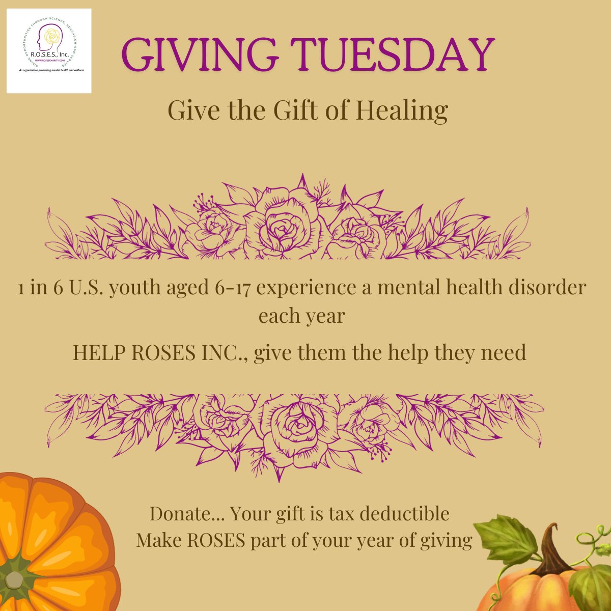 RosesCharity's tweet photo. Giving Tuesday, give the gift of healing by donating with ROSES. https://t.co/g4nUWvj27i CLICK THE LINK! https://t.co/kW8YsjnvLo