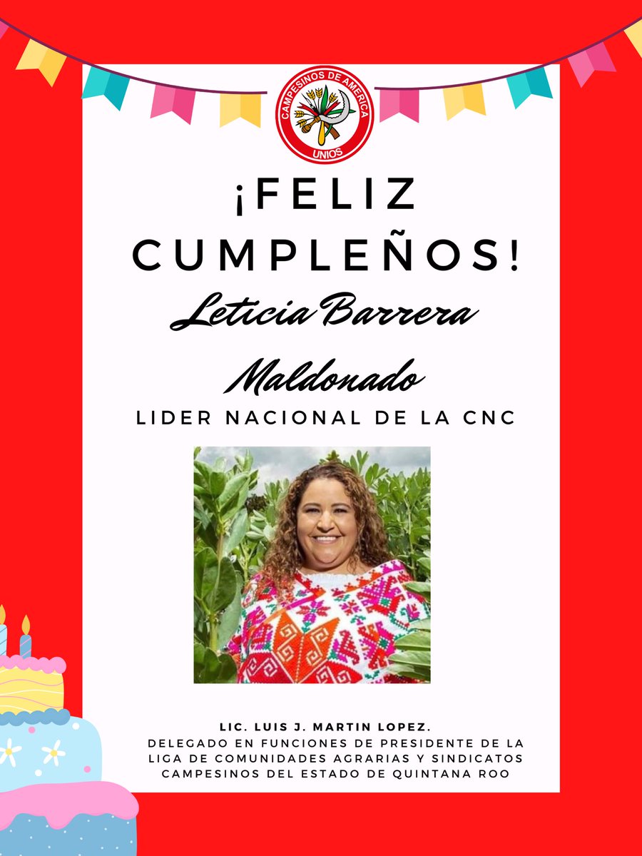Desde Quintana Roo reciba un afectuoso saludo con motivo de su cumpleaños Lider <a href="/LetyBarreraM/">Leticia Barrera</a> mis mejores deseos!! #CNC <a href="/CNC_CEN/">CEN_CNC</a> <a href="/PRI_Nacional/">PRI</a> <a href="/PRIQRooOficial/">CDE-PRI Quintana Roo</a> <a href="/PFlota/">Pedro Flota Alcocer</a> <a href="/RobertoCaLopezG/">Roberto Carlos López</a> <a href="/csobrinoargaez/">Carlos Sobrino</a>