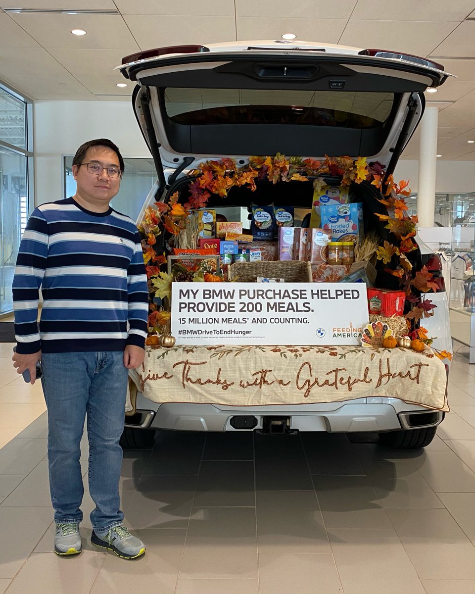 BMW_West's tweet photo. Thank you to our valued BMW clients for helping provide meals to those in need! Through November 30, every new BMW purchase will help provide 200 meals through Feeding America. #BMWDriveToEndHunger
https://t.co/QdKk9dO0ea https://t.co/CiB5xmaJVF
