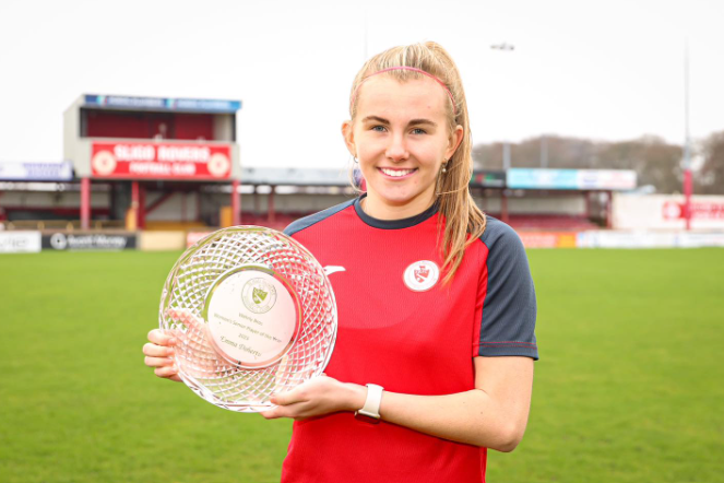 atusligo_ie's tweet photo. 🎉 We are thrilled to see ATU Sligo student Emma Doherty named as the Sligo Rovers Women's Player of the Year. Emma finished as the clubs top scorer for the second year in a row, scoring 13 goals in 25 appearances. Well done 😊🔴⚪

#ATU #womeninsport #football https://t.co/RwMbs99l1V