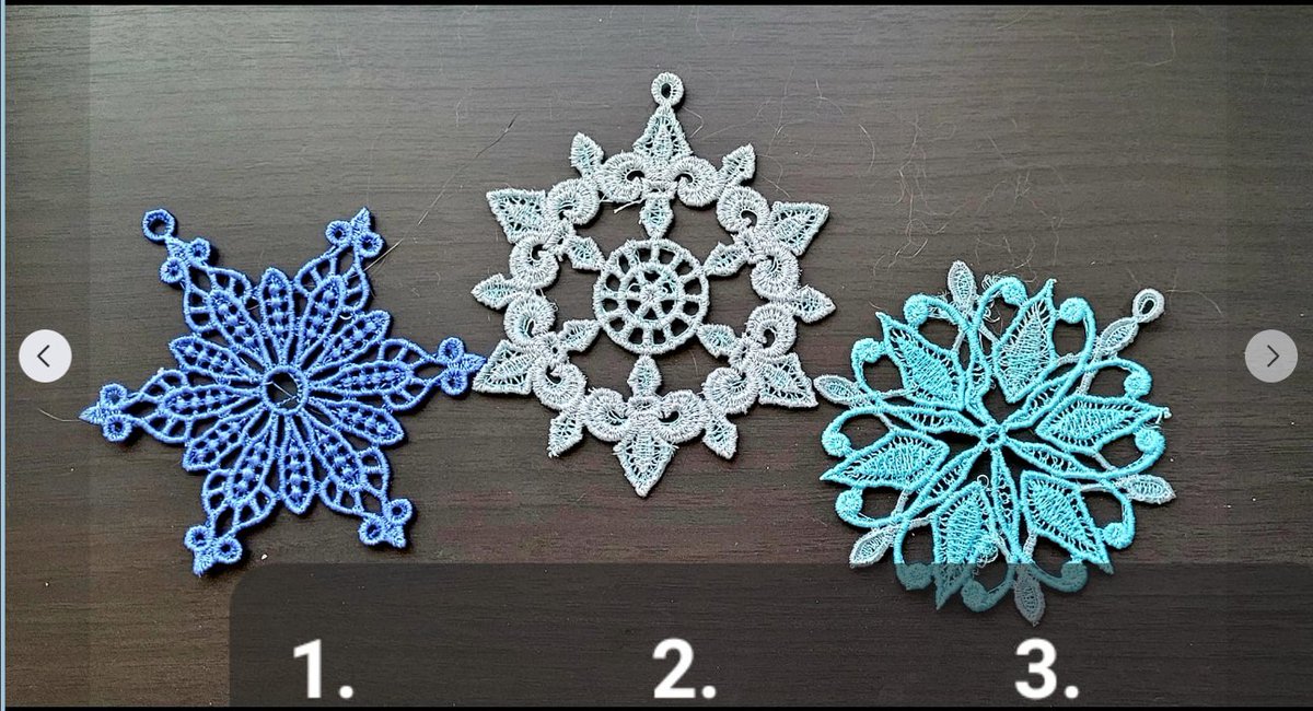ApocryphaZero's tweet photo. Anyone interested in some embroidered snowflakes for ornaments or gifts for xmas?   Check these out! More at https://t.co/P8dwrcu3q4 
Solid color: $10, 3/$25, full set $130 + shipping
Variegated: $12, 3/$30, full set $160 + shipping
Metallic: $15, 3/$40, full set $200 + shipping https://t.co/3Voj4UzPhq
