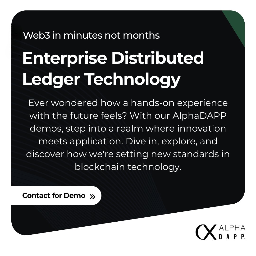 🚀 Dive into #Web3 with AlphaDAPP—where innovation meets execution instantly. Experience our Enterprise Distributed Ledger Tech through live demos. The future of #blockchain is here and ready for business. Let's innovate today! 🌐💡 DM for a demo.
alphadapp.com