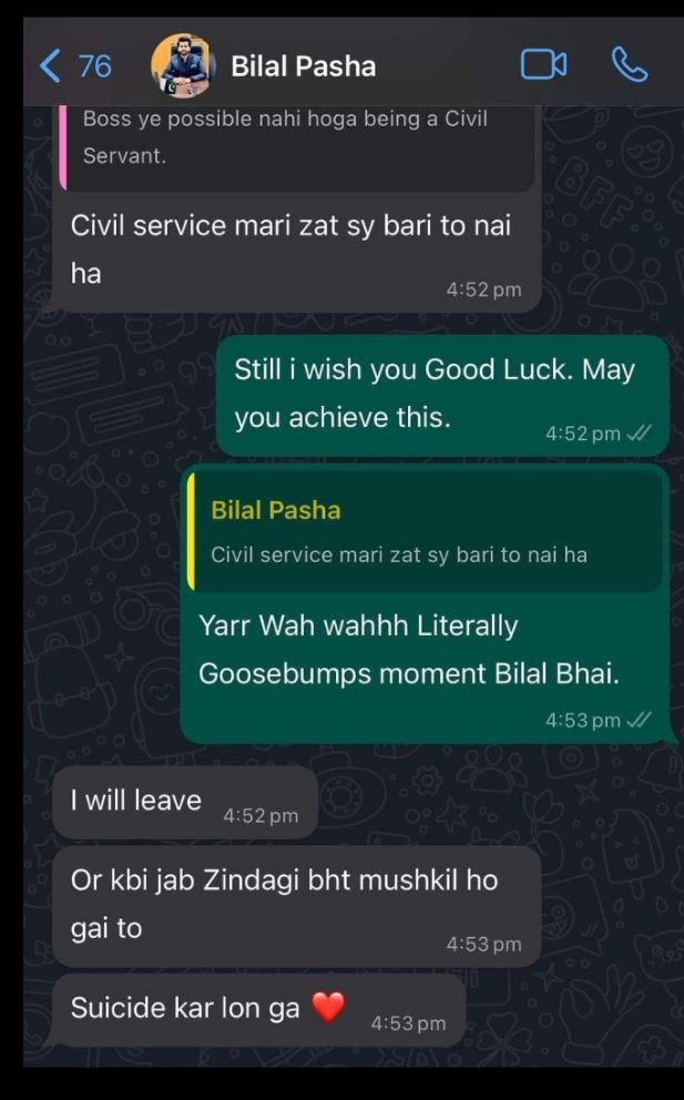 MaheenGillani3's tweet photo. A death of Young Successful CSP officer due to depression tells so much about this world, its struggles and fruits.
May Allah grant him highest rank in Jannah. 
یہ کس مقام پہ سوجھی تجھے بچھڑنے کی 
کہ اب تو جا کے کہیں دن سنورنے والے تھے 
#RIP
#BilalPasha https://t.co/TaUrSrL7mR