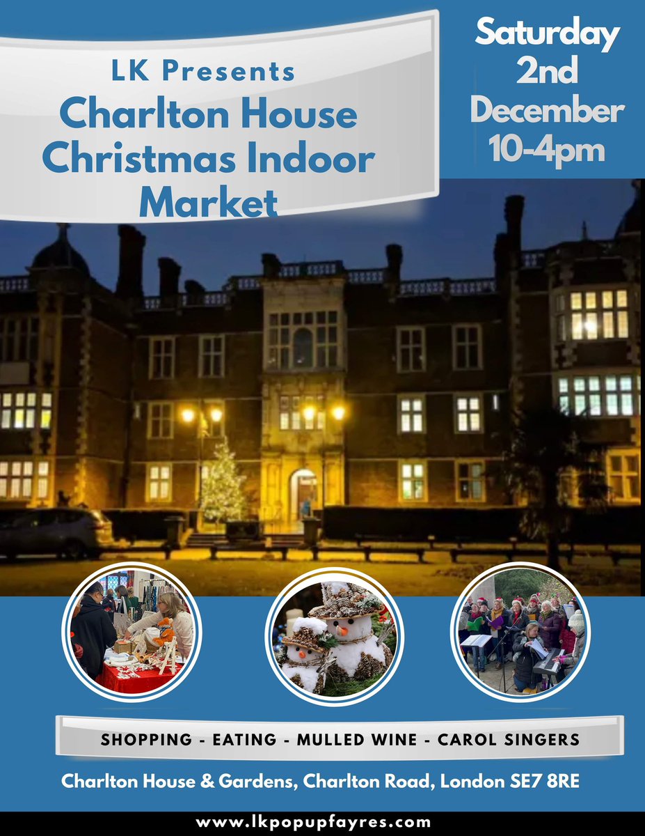 Christmas Fayre 
Charlton house 
Free entry 
10-4pm 
Let the festivities begin 

#charlton #greenwich #christmas <a href="/CharltonHouseGW/">Charlton House & Gardens</a>