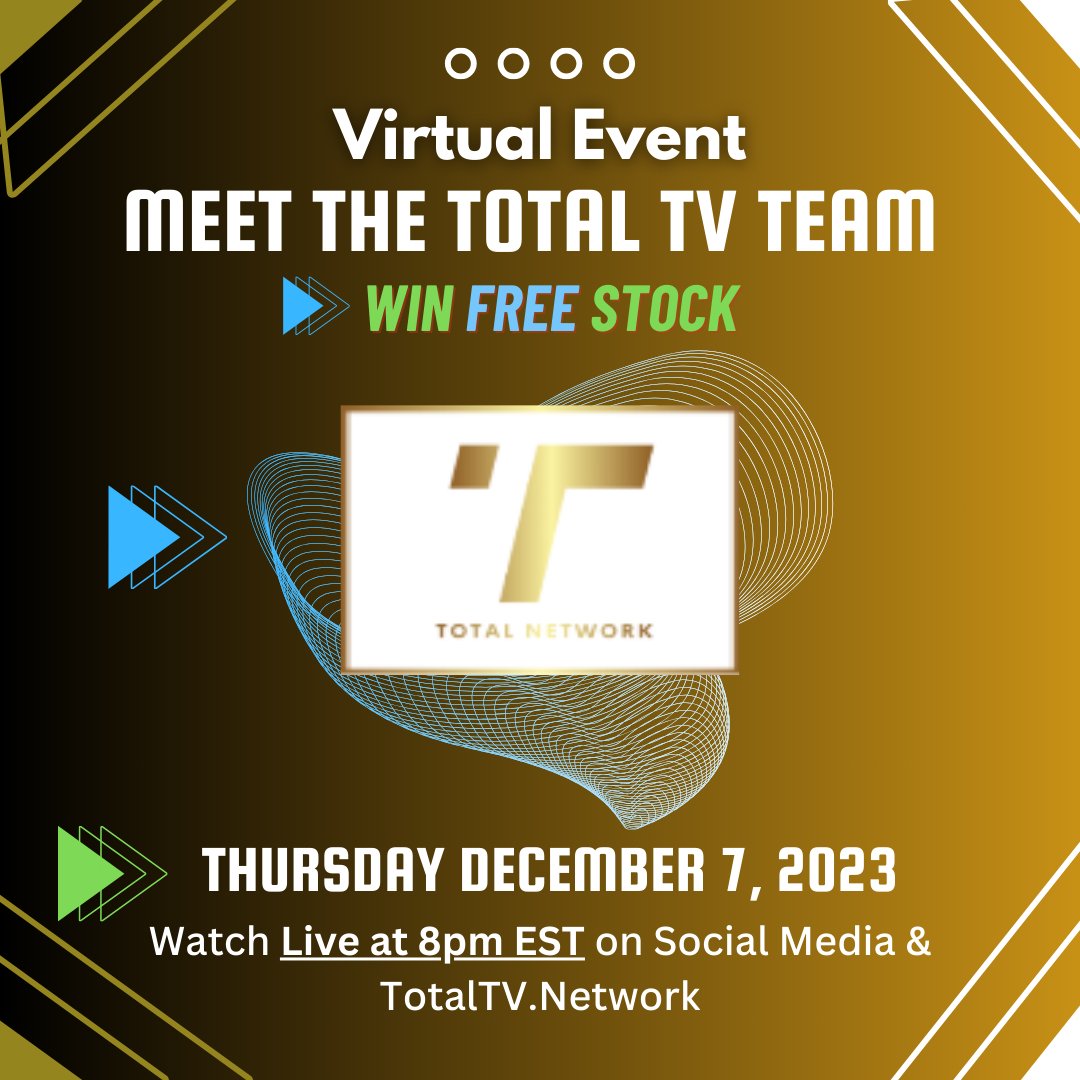 TotalNetworkINC's tweet photo. Meet the Total TV Team!
🏆 Win Free Stock!
- Join our LIVE Virtual Event -
Learn more about #Web3 and Total TV Network on Netcapital!
https://t.co/EfR8iy1Oye…

#assets #news #media #Decentralization #digital #ownership #inventory #startup #new #blockchain https://t.co/8FT9bARRi4