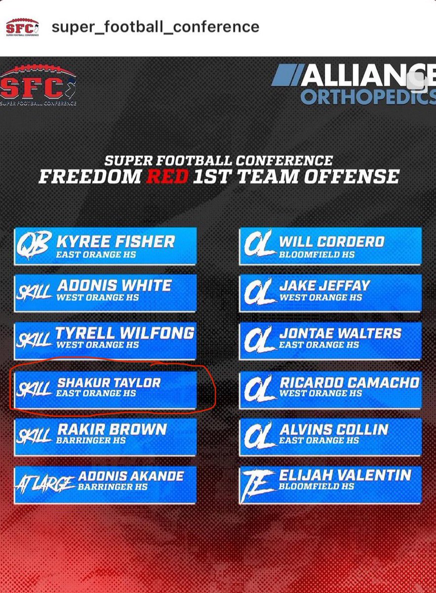 iamshakurtaylor (@shakurtaylor3) on Twitter photo Blessed🙏🏽
SFC Freedom Red 1st Team Offense 💯
<a href="/EOJagsFootball/">East Orange HS Football</a> <a href="/lock1n/">Lock1n</a> <a href="/COACH_JAKES/">J JACOB</a> <a href="/Baj_Blitz/">Coach Baj</a> <a href="/CoachDoubleA/">Antonio Anderson</a> <a href="/bcarrnjsports1/">Brian Carr-North Jersey HS “Football Show"</a> Blessed🙏🏽
SFC Freedom Red 1st Team Offense 💯
<a href="/EOJagsFootball/">East Orange HS Football</a> <a href="/lock1n/">Lock1n</a> <a href="/COACH_JAKES/">J JACOB</a> <a href="/Baj_Blitz/">Coach Baj</a> <a href="/CoachDoubleA/">Antonio Anderson</a> <a href="/bcarrnjsports1/">Brian Carr-North Jersey HS “Football Show"</a>