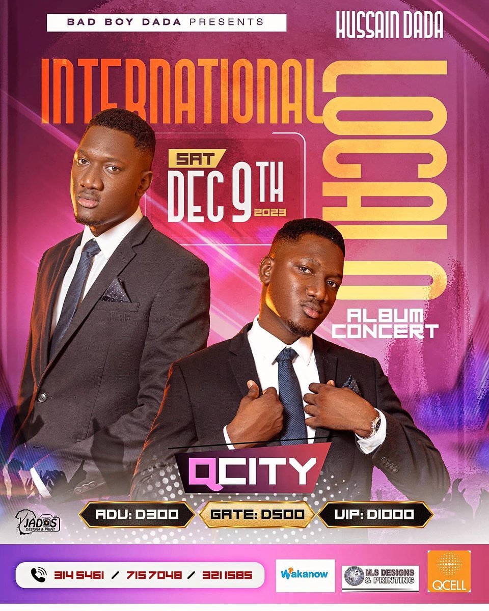 Whatsongammusic's tweet photo. Get READY to vibe with pure Gambian talent at the International Localo Album Concert! Let's have fun together and experience the magic of music! Join us on December 9th, Saturday, at Qcity for an unforgettable night! 🎼🔥
#TheAlbumConcert #International #Localo @hussain_dada1 https://t.co/hs6bwwYTs0