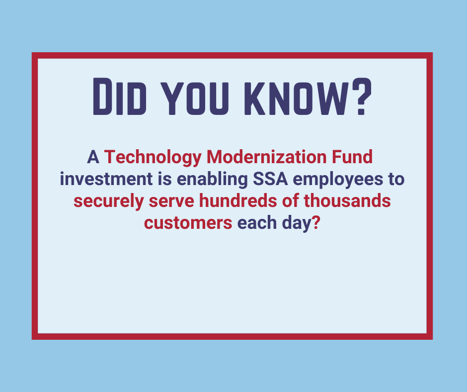 TMF_gsa's tweet photo. #TechnologyThursday Our investment in the @SocialSecurity is helping protect the benefits of more than 70 million people: https://t.co/Wvf5TLpSE9 https://t.co/PLdaokhFXk