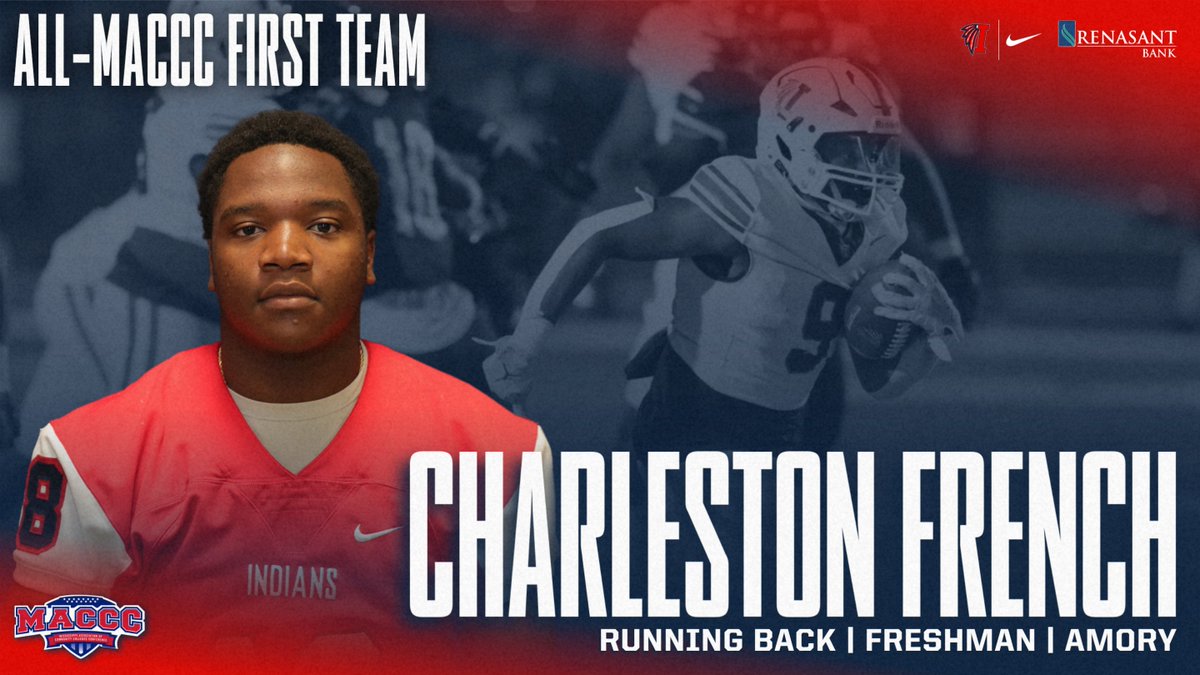 LetsGoICC's tweet photo. #ICCFB - Charleston French named All-MACCC First Team. #RollTribe https://t.co/jNvF3aAg2u
