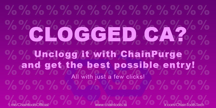 bitcoskun's tweet image. Is the contract clogged? Unclogg it now with #ChainPurge! Get yourself what you deserve, THE BEST ENTRY!🟣 
The ChainPurge tracker group is currently publicly available at: t.me/+186JvycvJis2M…

For more infos: t.me/ChaintoolsOffi…

#CTLS #ChainTools