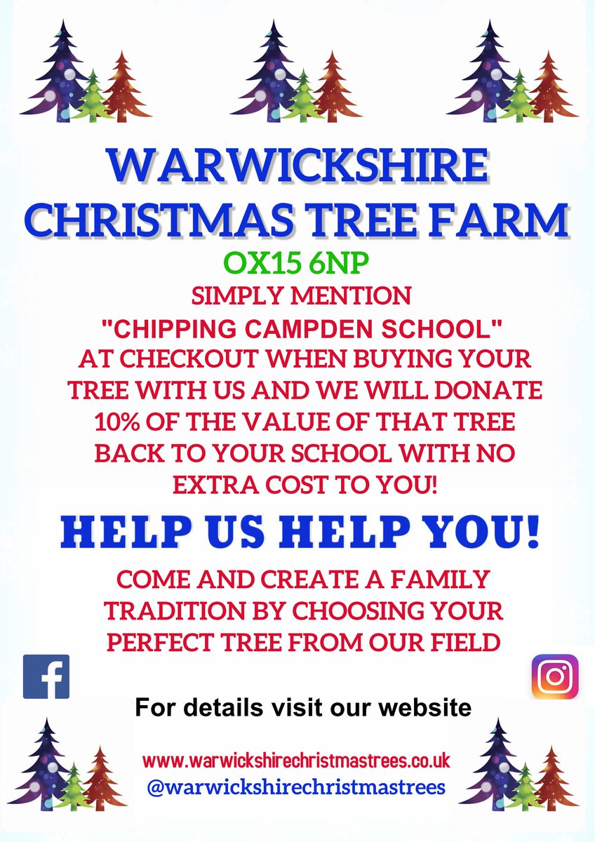 Anyone looking to buy a real Christmas tree this year can support the CCSPA by purchasing from Warwickshire Christmas Tree Farm who also kindly donated a beautiful tree for our Christmas Fayre, Thank you!