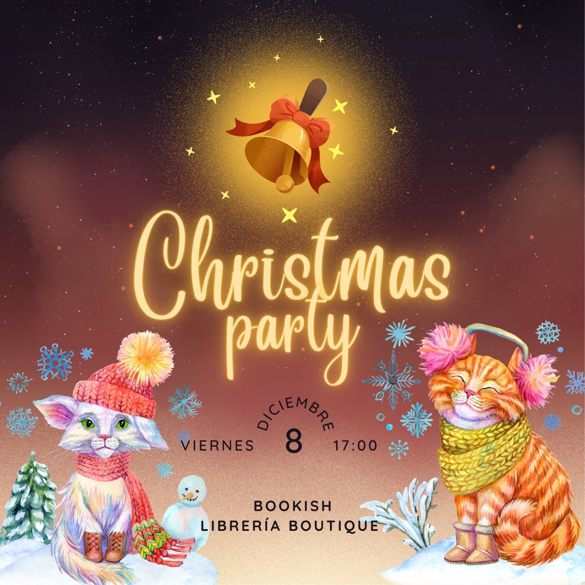 🎄Navidad en Bibliogatos
Jugaremos al Gato secreto ladrón. Trae un libro que quieras regalar 🎁 Todos saldremos con más de un regalo.
⠀⠀⠀⠀⠀⠀⠀⠀⠀⠀⠀⠀⠀⠀
Viernes 8 de diciembre - 17:00
Lugar: <a href="/Bookish_giftbox/">Bookish</a> 
Evento gratuito. No hace falta inscribirse.