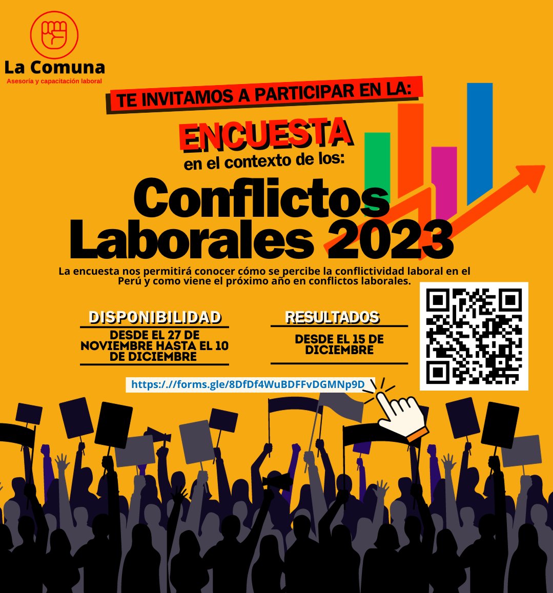 LaComuna_asesor's tweet photo. ENCUESTA NACIONAL SOBRE RELACIONES LABORALES
¿Cómo están los conflictos laborales en el país?
Responde esta encuesta en línea, señalando tus percepciones sobre los problemas laborales en tu centro de trabajo.
link : 👇🏻👇🏻👇🏻

https://t.co/q7AF3xaGJN https://t.co/luPo6CuEOx