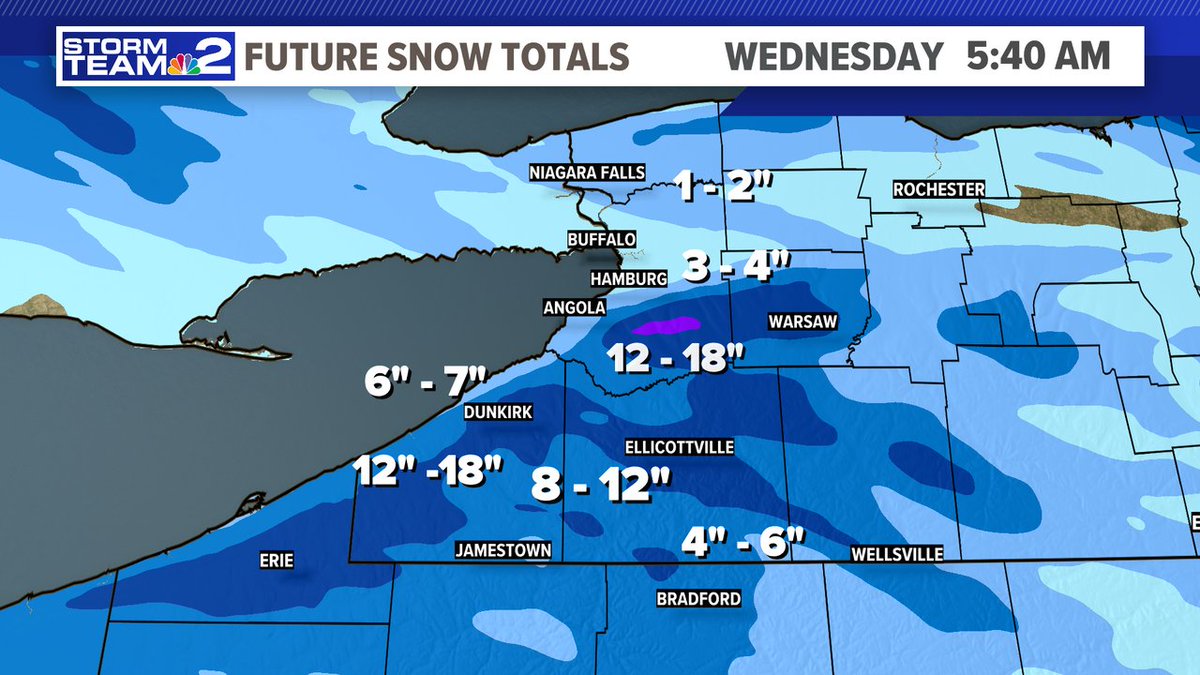 Expected snow across WNY through early Wednesday (due to some technical issues with my account I am unable to respond to any direct questions until further notice) @wgrz