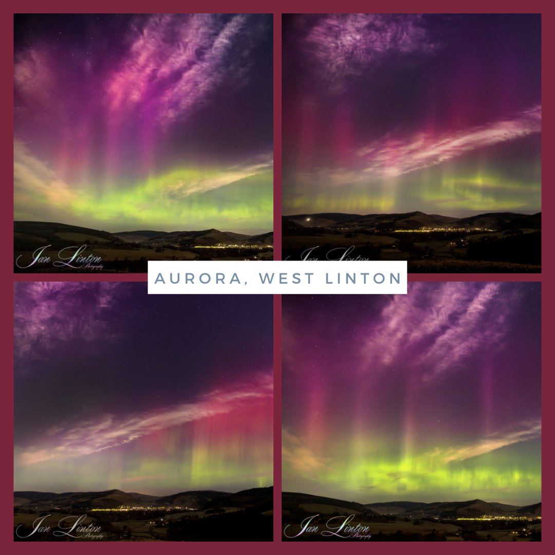 CastleCraig's tweet photo. Check out these fantastic aurora shots taken on November 24th in West Linton, right on the Scottish Borders. 

Congratulations to Ian Linton Photography for these incredible captures. We are absolutely in awe! 

#Aurora #ianlintonphotography #castlecraig https://t.co/ERYJZt19To
