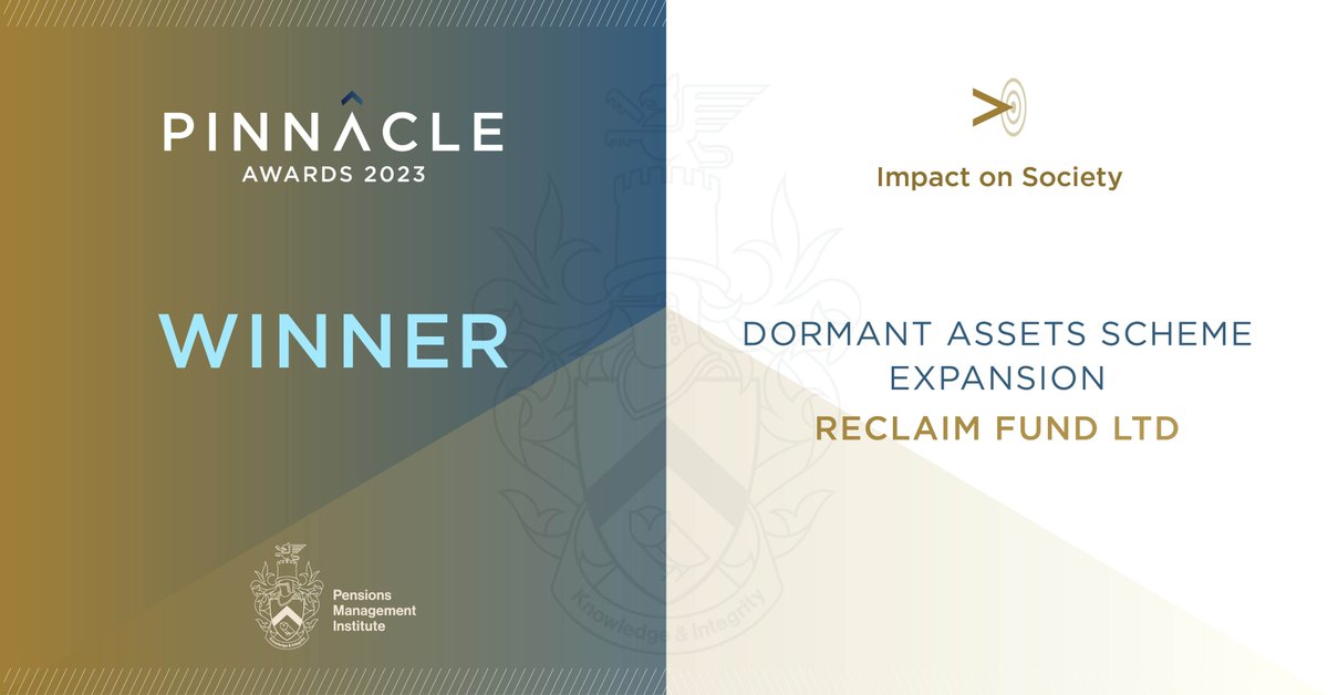 We were honoured to receive the Impact on Society Award for the Dormant Assets Scheme Expansion at last week’s PMI Pinnacle Awards 2023. 

Read more: lnkd.in/eEfdVY4M