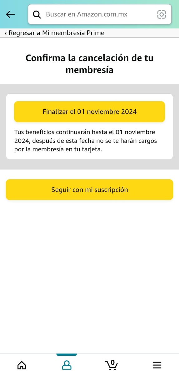 _Parra33's tweet photo. @AmazonHelp Solo me deja cancelarla hasta el 1 de noviembre del 2024 y yo la quiero cancelar ahora, ya que no quería la membresía por el año entero. https://t.co/GRdlIfVzzo