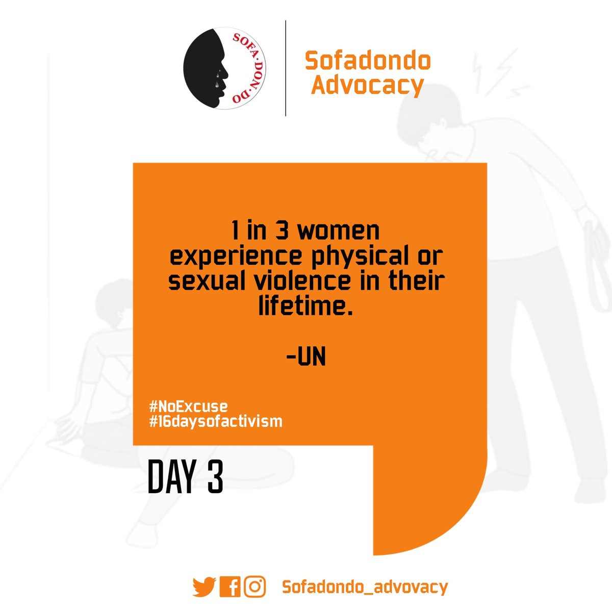 sofadondo's tweet photo. How safe do you make the females around you safe?

#sofadondo #unitednations #unwomen #16daysofactivism #gbv #NoExcuse https://t.co/Jb3mD3qcRq