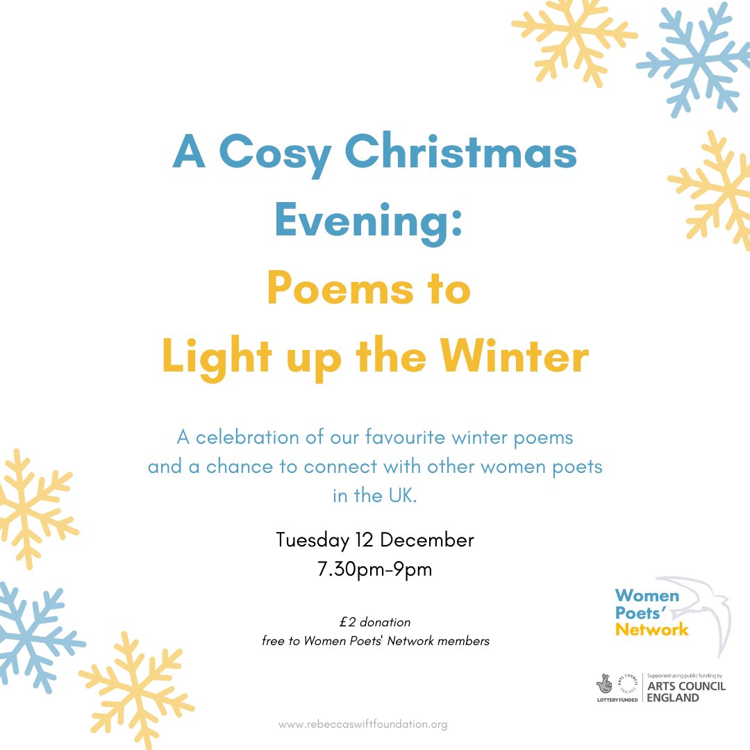 Looking for some festive creative inspiration? 🎄 Join our hosts Degna Stone and Jen Feroze on Tuesday 12 December to celebrate poetry that lights up the winter darkness. Grab a mince pie and bring some Christmas cheer: eventbrite.co.uk/e/a-cosy-chris…