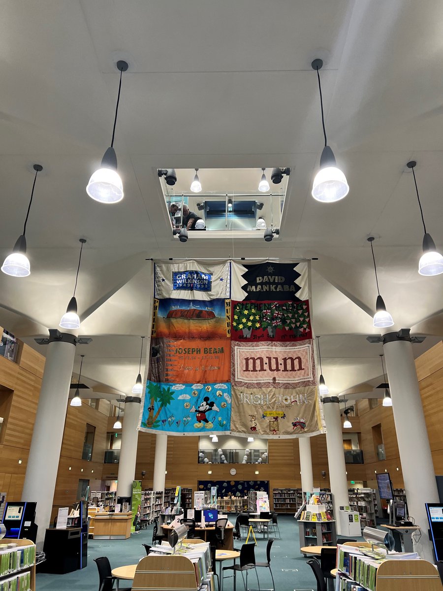 LGBTQiWF's tweet photo. So π―οΈπ―οΈπ―οΈreally proud to help https://t.co/y7EreE69cD
hang these precious, huge, heartfelt #AIDS #Quilt panels in Jubilee Library today. Free exhibition for #WorldAIDSDay2023 - 27 Nov to 10 Dec
#aidsquiltuk #aidsmemorialquilt #whatisrememberedlives #Sussex #LGBTQ #Brighton https://t.co/zIjtsdM1Mp