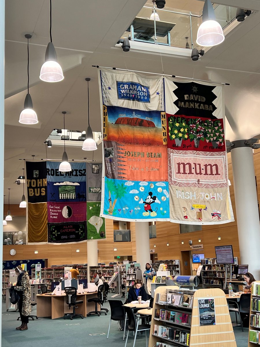 LGBTQiWF's tweet photo. So π―οΈπ―οΈπ―οΈreally proud to help https://t.co/y7EreE69cD
hang these precious, huge, heartfelt #AIDS #Quilt panels in Jubilee Library today. Free exhibition for #WorldAIDSDay2023 - 27 Nov to 10 Dec
#aidsquiltuk #aidsmemorialquilt #whatisrememberedlives #Sussex #LGBTQ #Brighton https://t.co/zIjtsdM1Mp