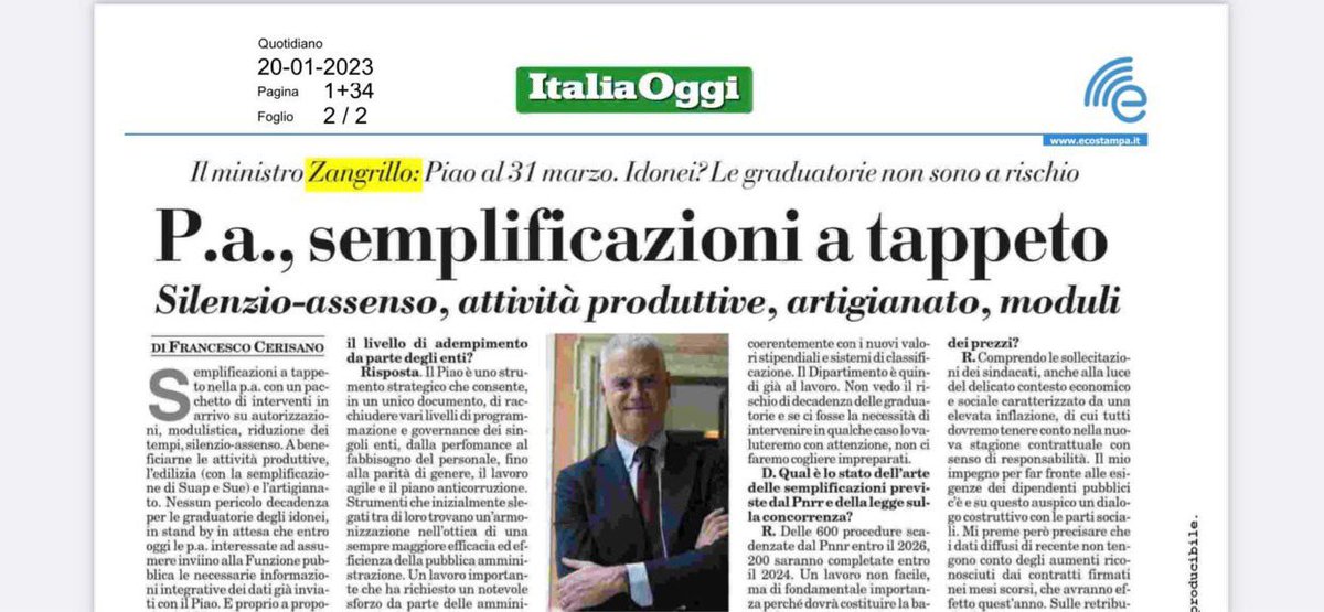 Ministro <a href="/Paolo_Zangrillo/">Paolo Zangrillo</a> è “Figo” anche mantenere la parola data.
Forza, rinforziamo la PA insieme, con gli #idoenicufa
<a href="/matteosalvinimi/">Matteo Salvini</a> 
<a href="/Antonio_Tajani/">Antonio Tajani</a> 
<a href="/GiorgiaMeloni/">Giorgia Meloni</a>