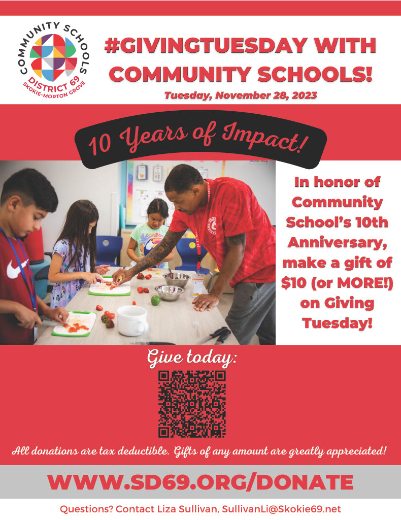 #GivingTuesday is tomorrow!  We’re proud to be a part of this global celebration of giving and to raise funds to support D69 children and families! SD69.ORG/DONATE