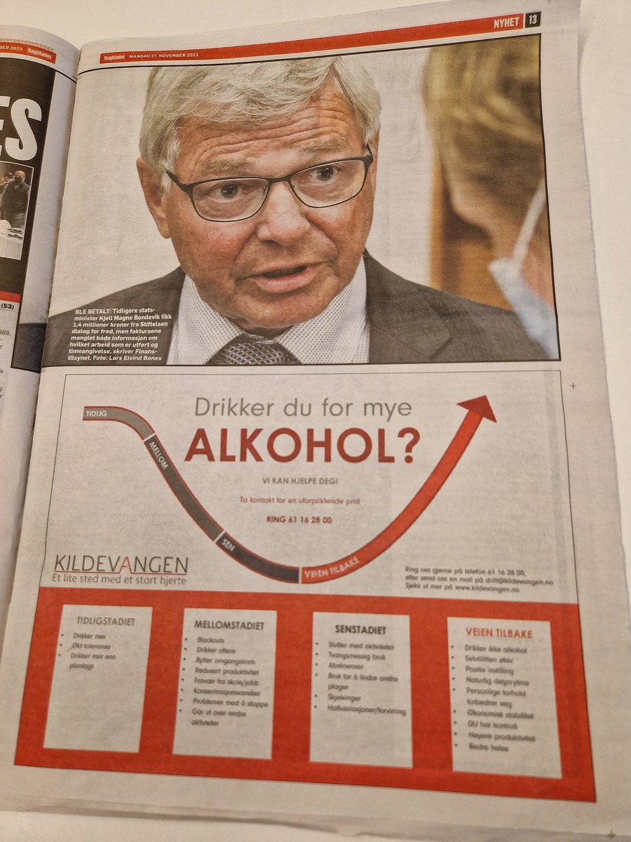 RogerNorway's tweet photo. Herlig plassering av Bondevik-bilde i Dagbladet i dag. #skål #julebord https://t.co/3L5XCSMq1n