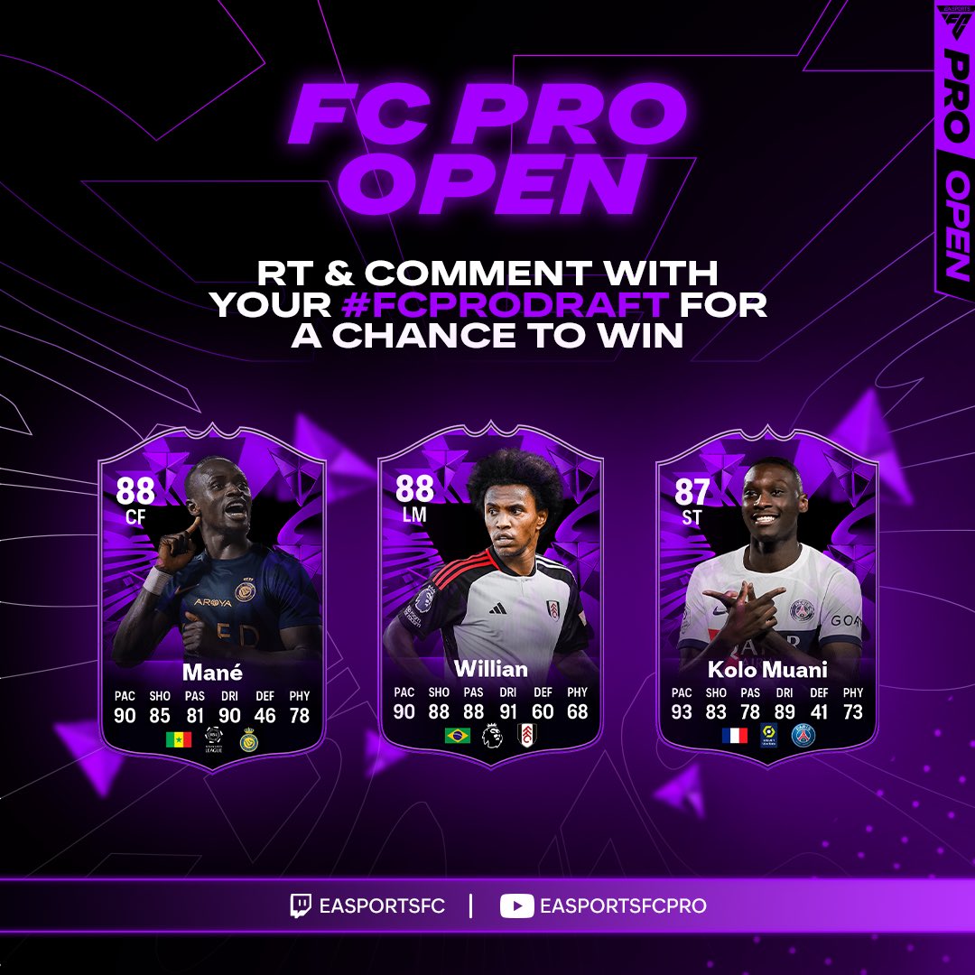 ShaunaGames's tweet photo. The #FCPro Global Qualifiers are LIVE and so is the #FCProDraft! RT and comment your draft picks with #FCProDraft for a chance to win one of the 3 coveted items.  You can build your drafts here ➡️
 https://t.co/7FxR05N2zF 
 Do you have what it takes to draft like a pro 👀 https://t.co/HFgdTqQRoS