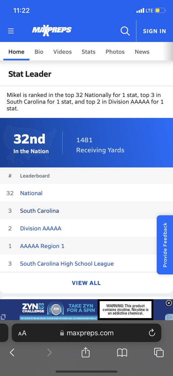 3 in the state 32nd in the nation