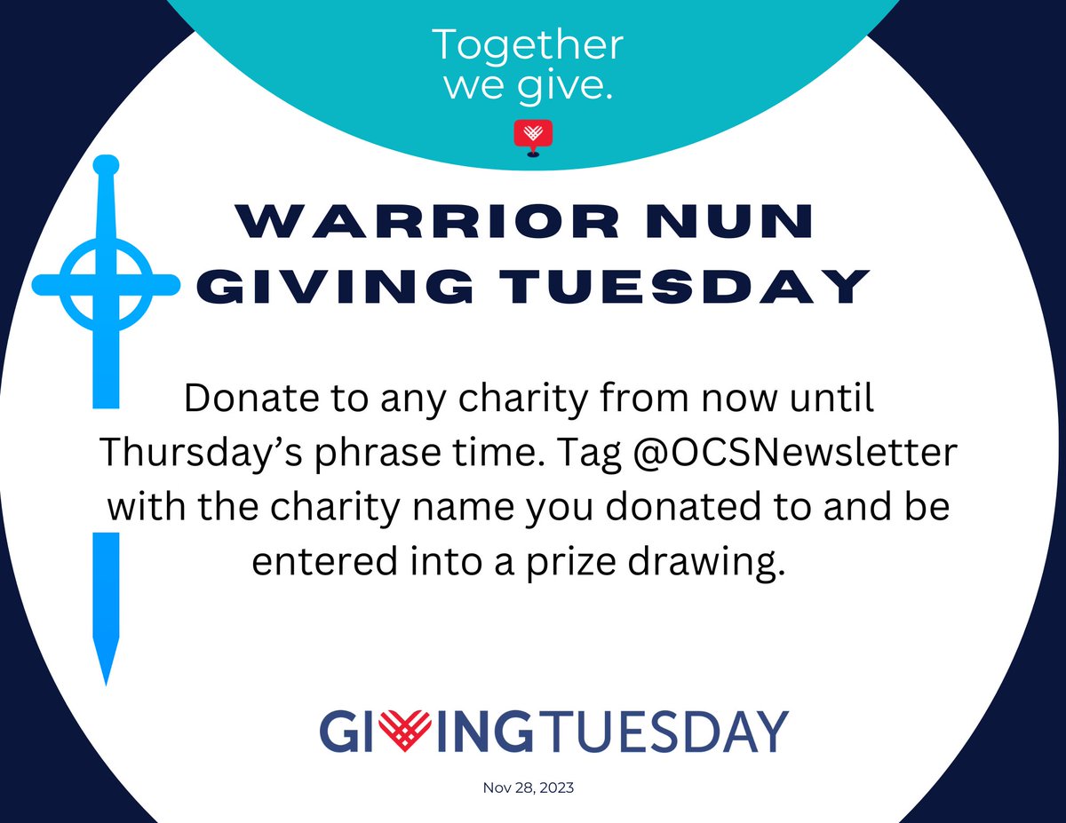 WARRIOR NUN GIVING TUESDAY
Some charity options the #WarriorNun fandom have donated to in the past. 
gofund.me/7c97e2e0
gofund.me/2c666520
give.thetrevorproject.org/give/537313
covenanthouse.org/giving-tuesday
terredeshommes.nl/en/
mit-italia.it
Or donate to any charity you want.
