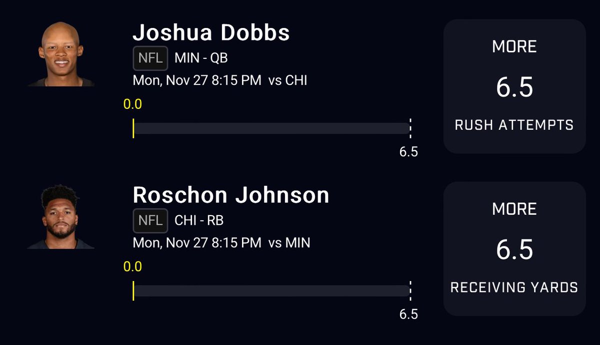 MNF 🏈

Here are my two best bets of the night. Let’s cash. 

#NFL #PrizePicks #DFS #GamblingCommunity #GamblingTwitter
