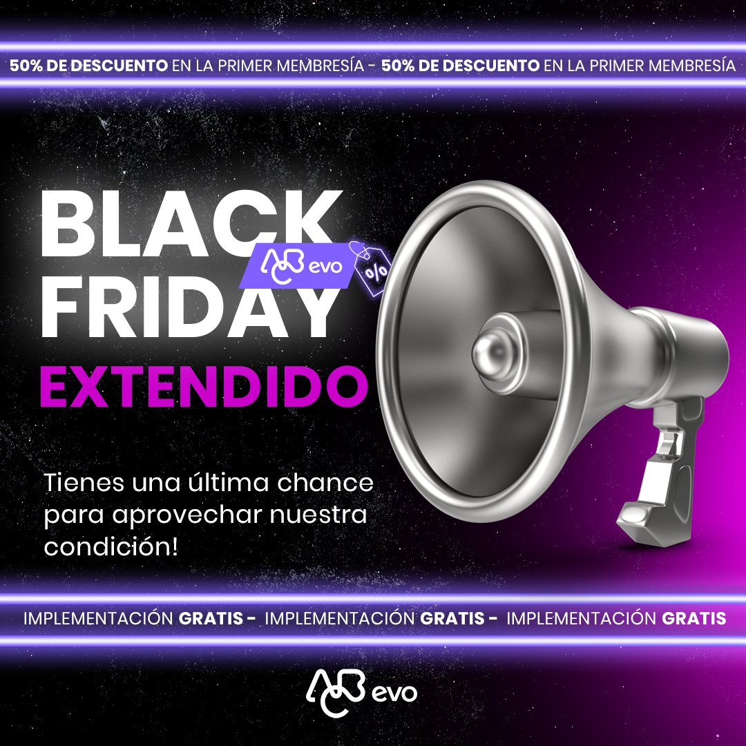 ABC_EVO_LATAM's tweet photo. 🚨Atención!Extendimos la condición del Black Friday!
Tienes una última oportunidad:
🗣50% de descuento en la primer membresía + Implementación GRATIS!

Solo quedan pocos días! Ingresa ahora mismo aqui: https://t.co/SfKaGFZJ1Q  y únete a EVO! https://t.co/aA5yeFvEei