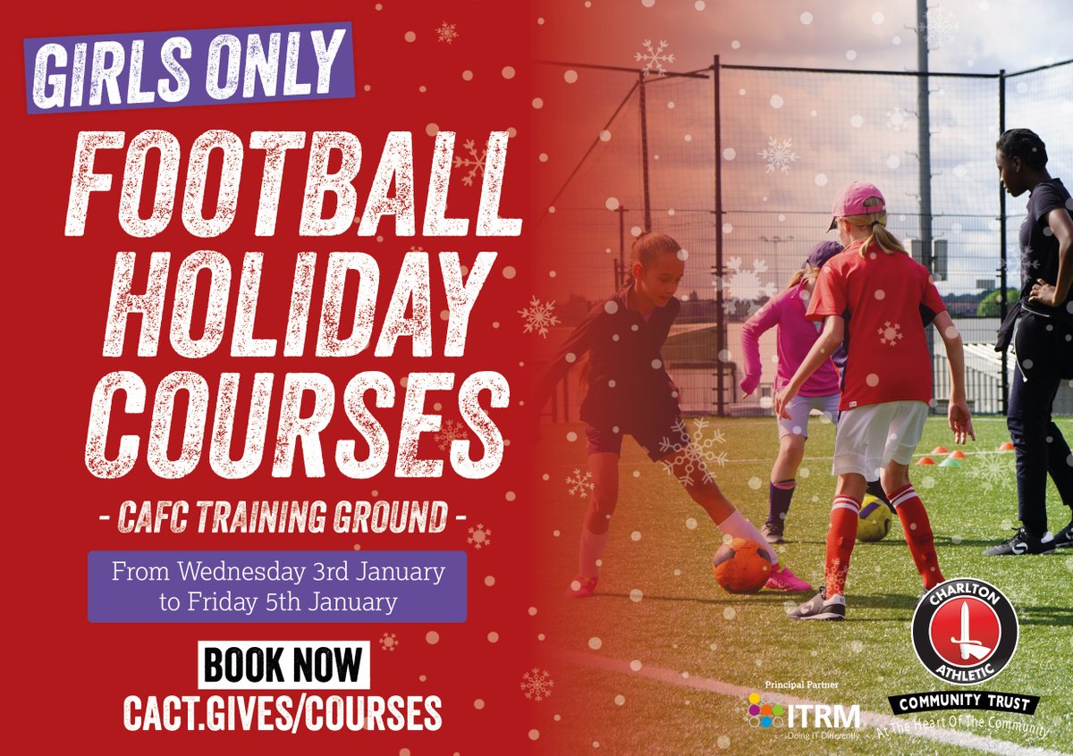 🎄 Take your football skills to the next level by joining our Christmas holiday football courses! Running in #NewEltham between 3-5 January and at @MaidstoneYMCA between 18-20 December, for those aged 4-15. Book a place now >> cact.gives/courses?cat=ho… #cafc