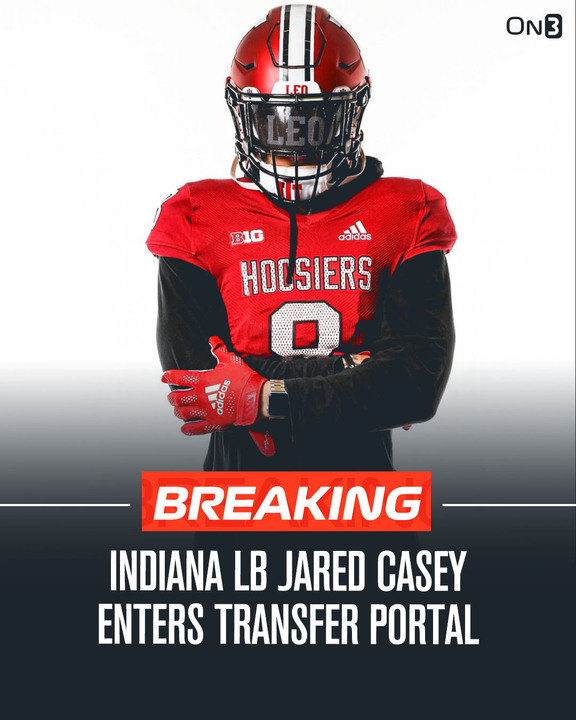 TransferPortal's tweet photo. Indiana LB Jared Casey (@jared_casey01) has entered the NCAA transfer portal, @on3 has learned. 

https://t.co/lTofjY34Ja https://t.co/qoEGgkzO0x